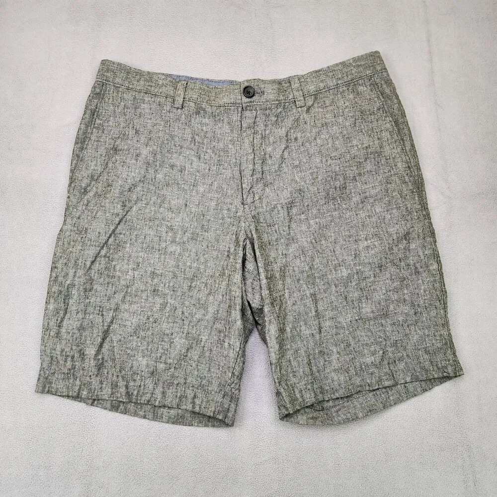 Banana Republic Linen Blend Aiden Shorts Men's‎ 34 Gray Chino Casual Preppy 10